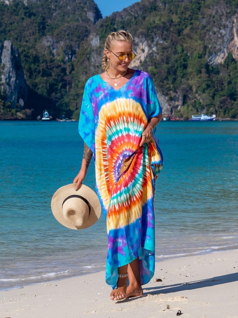 IMAGEKOPE Kaftan Dresses for Women Plus Size Bathing Suit Cover up Caftan Maxi Beach Dresses - Image 2